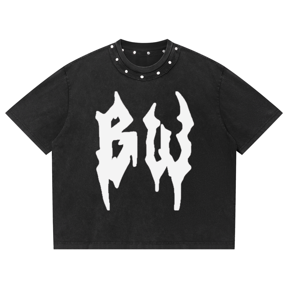 Unisex Washed Boxy Studded T-Shirt