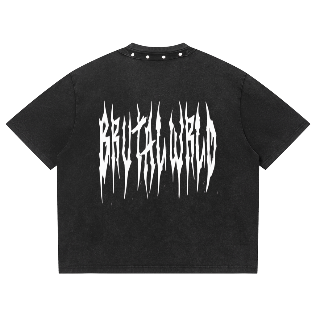 Unisex Washed Boxy Studded T-Shirt