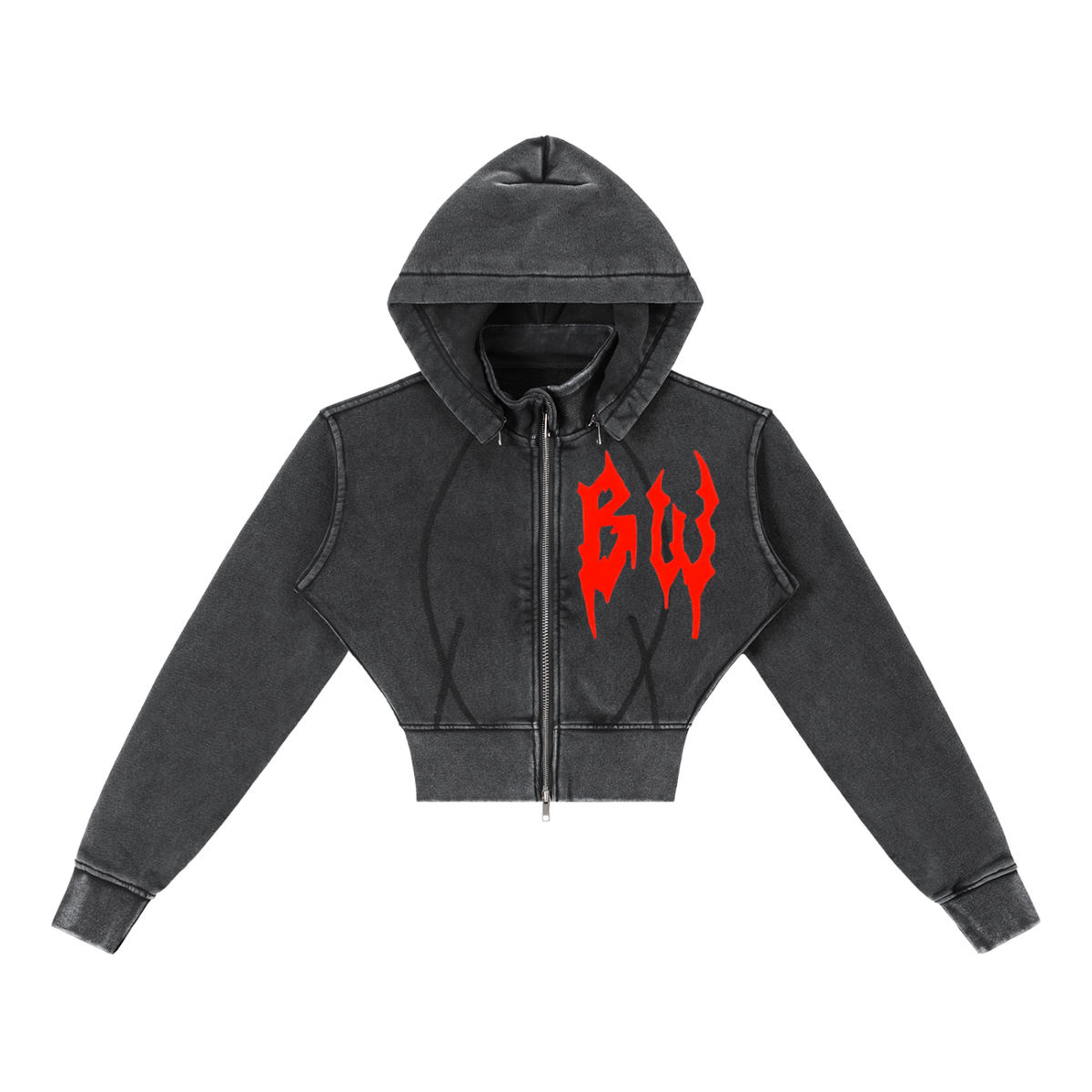 Vintage Washed Cropped Fleece Hoodie