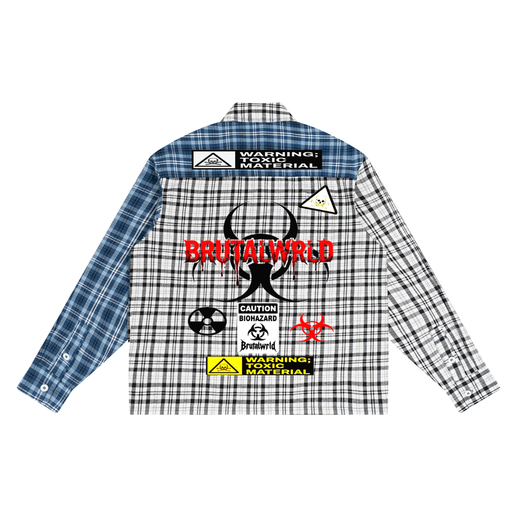 Unisex Oversized Plaid Color Block Shirt