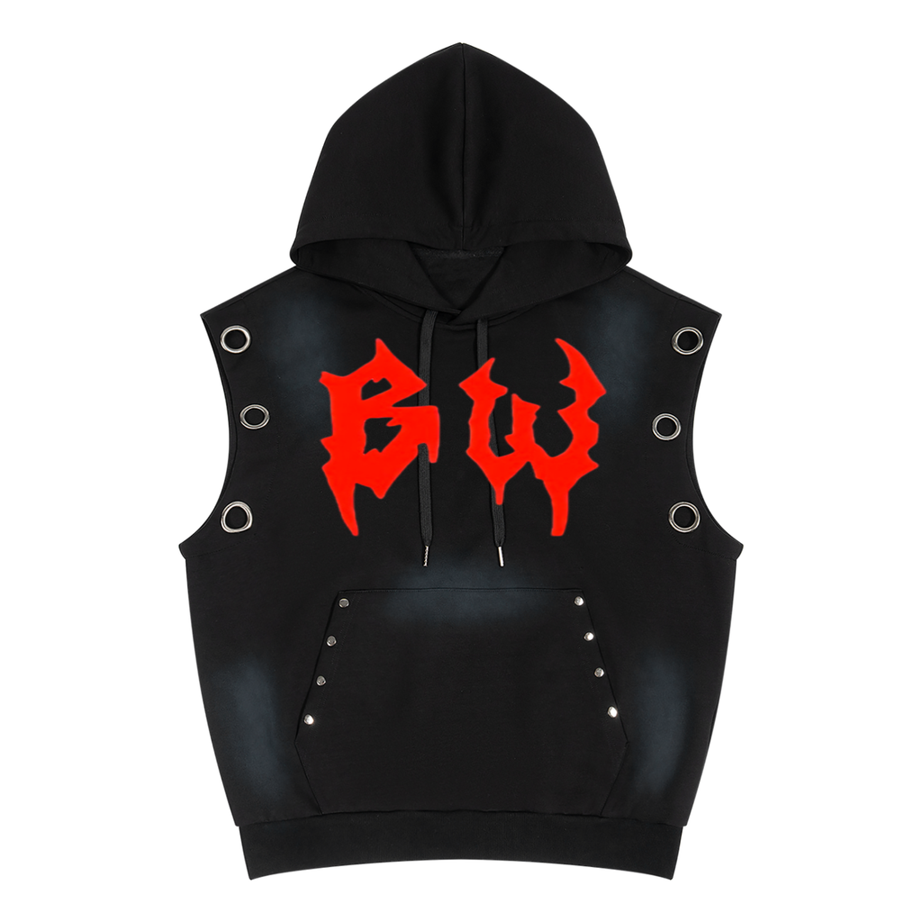Unisex Vintage Wash Sun Fade Sleeveless Hoodie