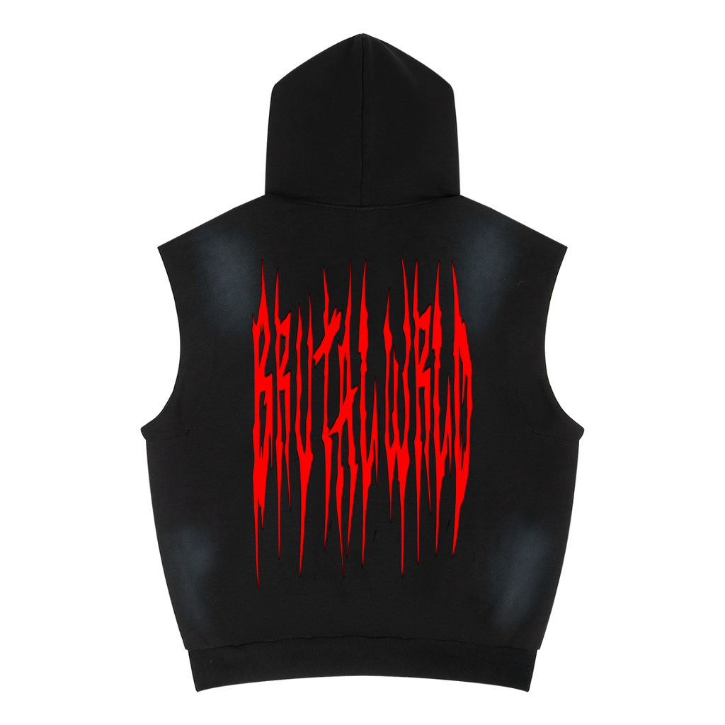 Unisex Vintage Wash Sun Fade Sleeveless Hoodie