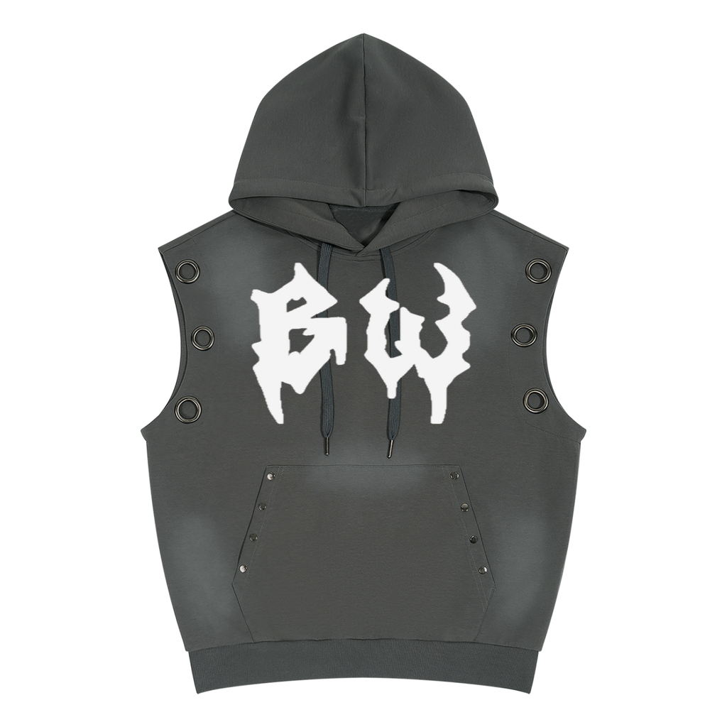 Unisex Vintage Wash Sun Fade Sleeveless Hoodie