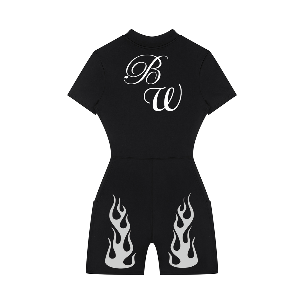Women's Quarter-Zip Short Sleeve Romper