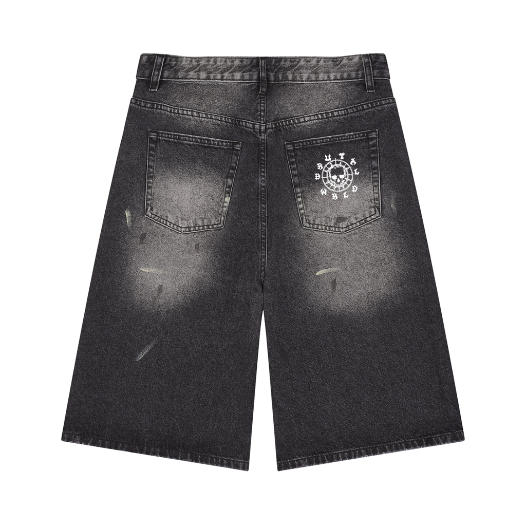 Men’s Vintage Wash Wide Leg Denim Shorts