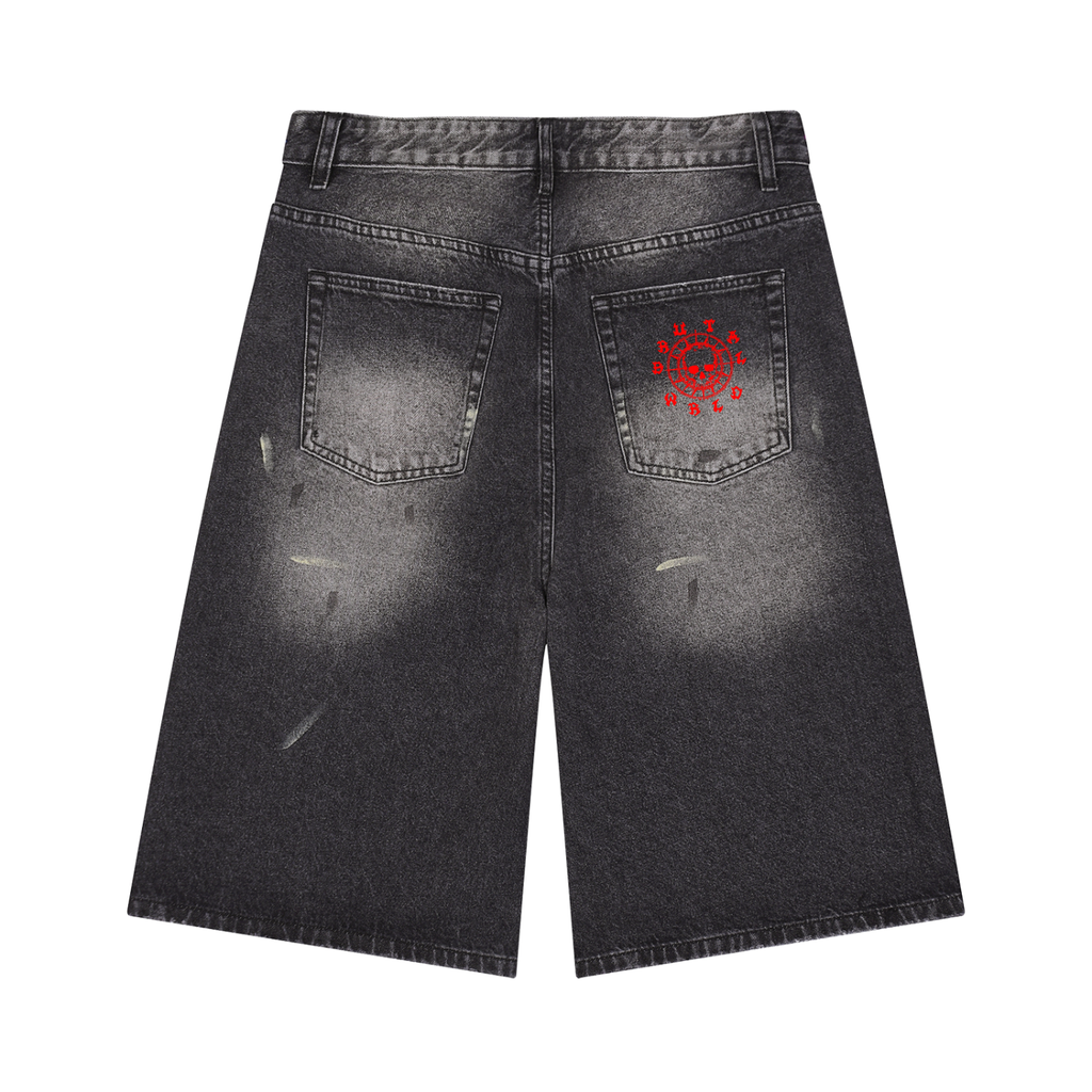 Men’s Vintage Wash Wide Leg Denim Shorts
