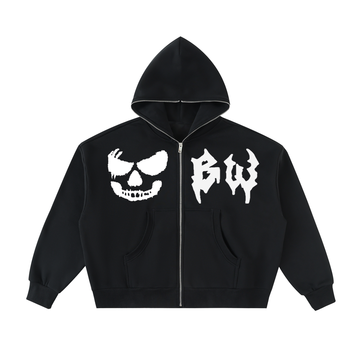 Fleeced Full-Zip Boxy Hoodie