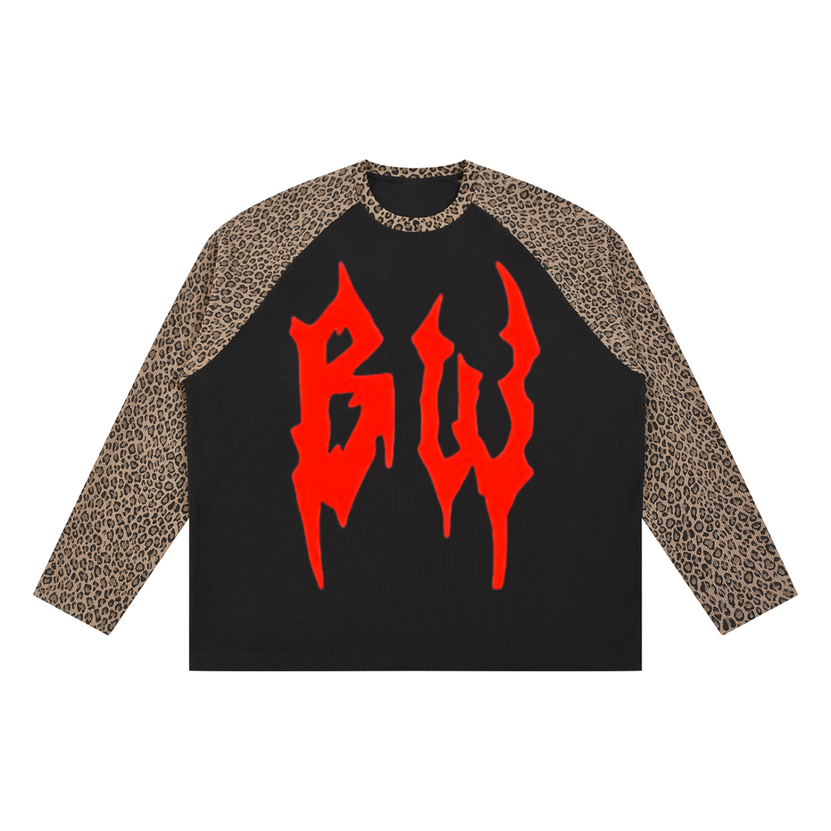 Unisex Leopard Panel Raglan Sleeve T-Shirt