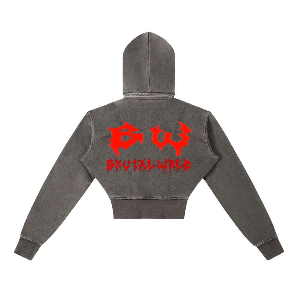 Vintage Washed Cropped Fleece Hoodie